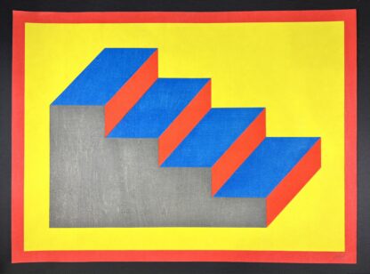 Sol LeWitt ( 1928 - 2007 ) - Form Derived from a Cubic Rectangle (Steps) - hand-signed woodcut - 1992