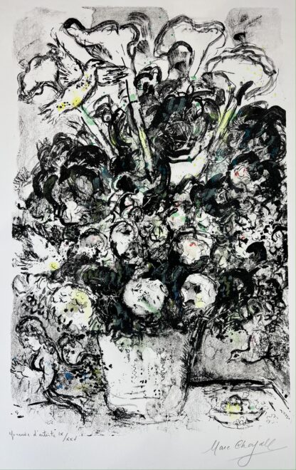 Marc Chagall ( 1887 – 1985 ) – LE BOUQUET BLANC – hand-signed Lithograph on Arches paper – 1969