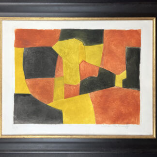 Serge Poliakoff ( 1900 - 1969 ) - Composition noire, jaune et brune - hand-signed etching and aquatint on Rives - 1962