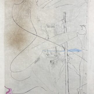 Salvador Dalí ( 1904 – 1989 ) – Femme à le béquille ( Woman with Crutch ) – hand watercolored drypoint etching – 1969