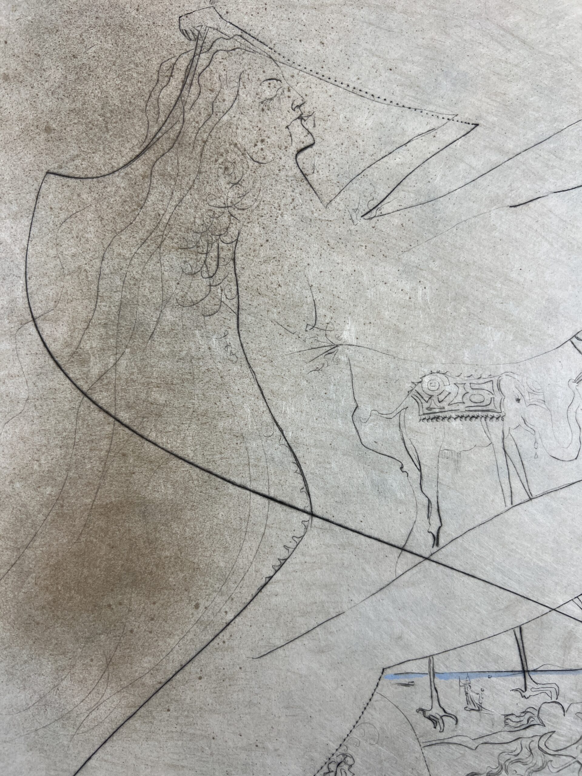 Salvador Dalí ( 1904 – 1989 ) – Femme à le béquille ( Woman with Crutch ) – hand watercolored drypoint etching – 1969 - Image 5