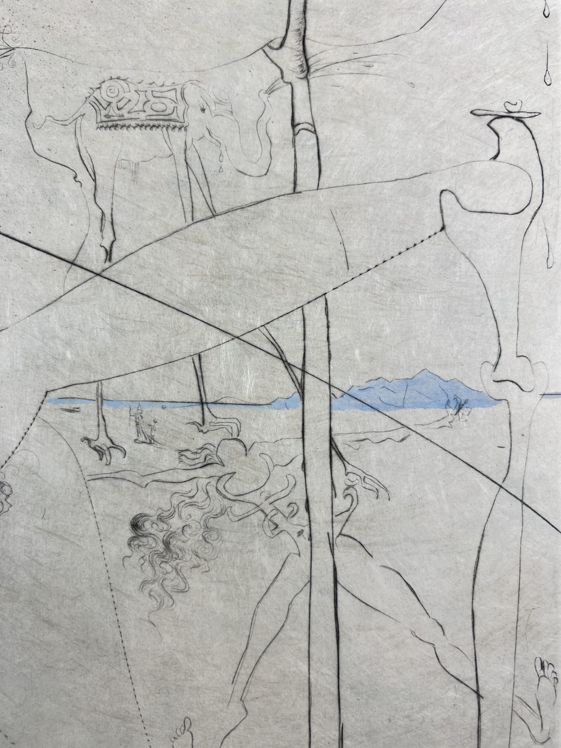 Salvador Dalí ( 1904 – 1989 ) – Femme à le béquille ( Woman with Crutch ) – hand watercolored drypoint etching – 1969 - Image 7