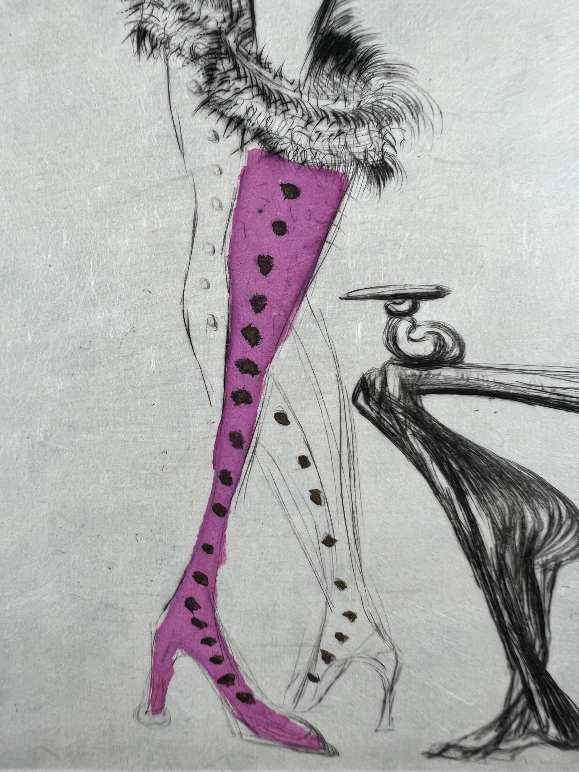 Salvador Dalí ( 1904 – 1989 ) – La Botte violette ( The Violet Boot ) - hand watercolored drypoint etching – 1969 - Image 6