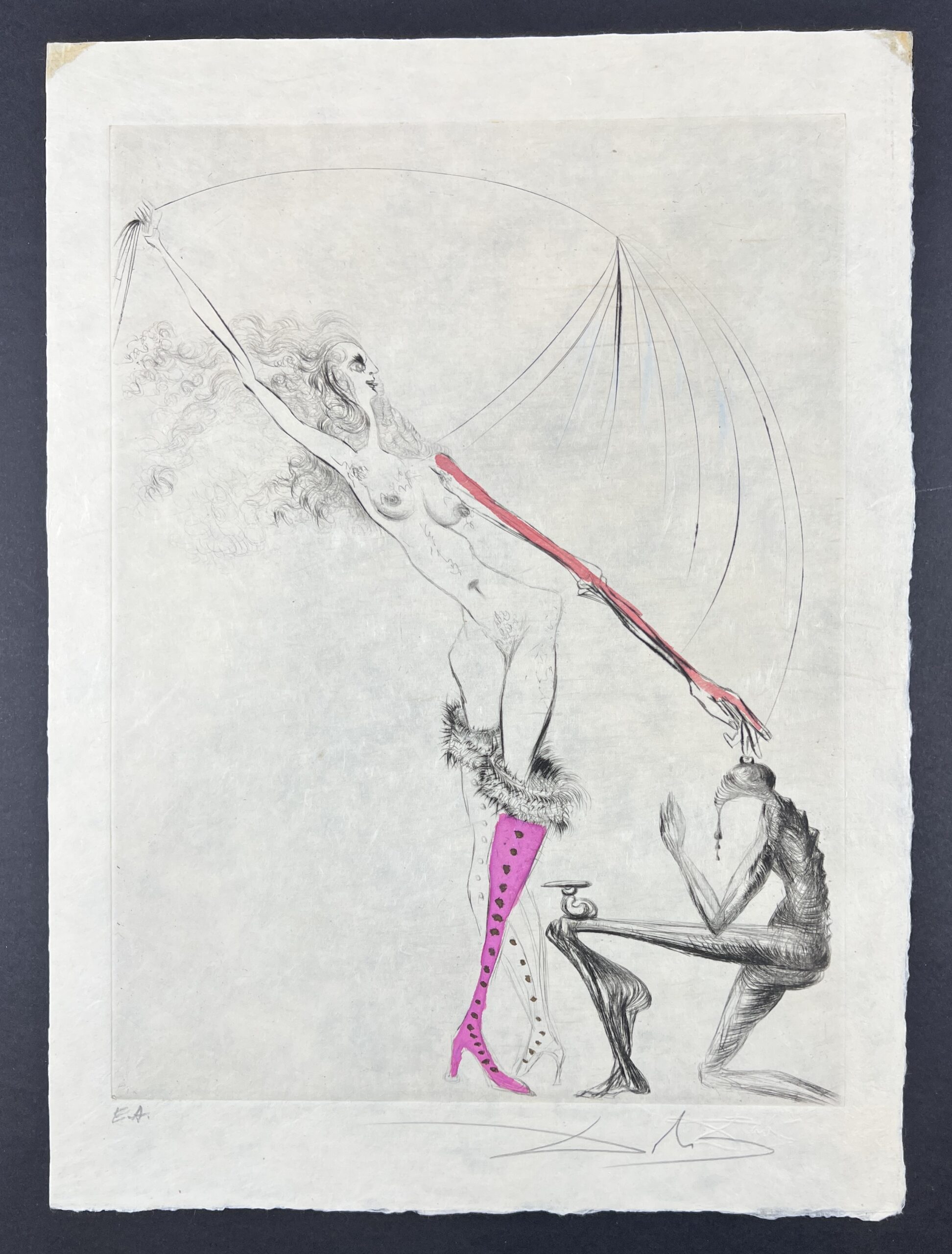 Salvador Dalí ( 1904 – 1989 ) – La Botte violette ( The Violet Boot ) - hand watercolored drypoint etching – 1969 - Image 3