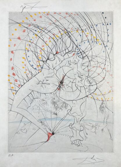 Salvador Dalí ( 1904 – 1989 ) – Femme-feuille ( Leaf-woman ) – hand watercolored drypoint etching – 1969