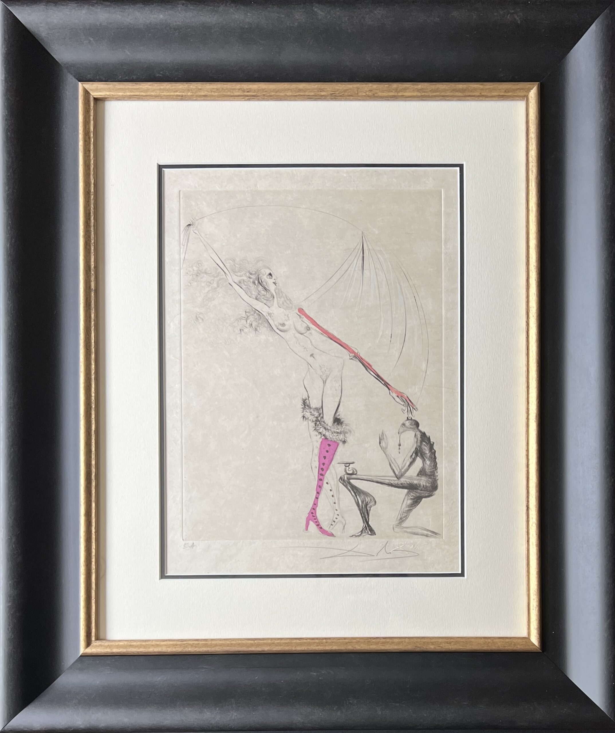 Salvador Dalí ( 1904 – 1989 ) – La Botte violette ( The Violet Boot ) - hand watercolored drypoint etching – 1969