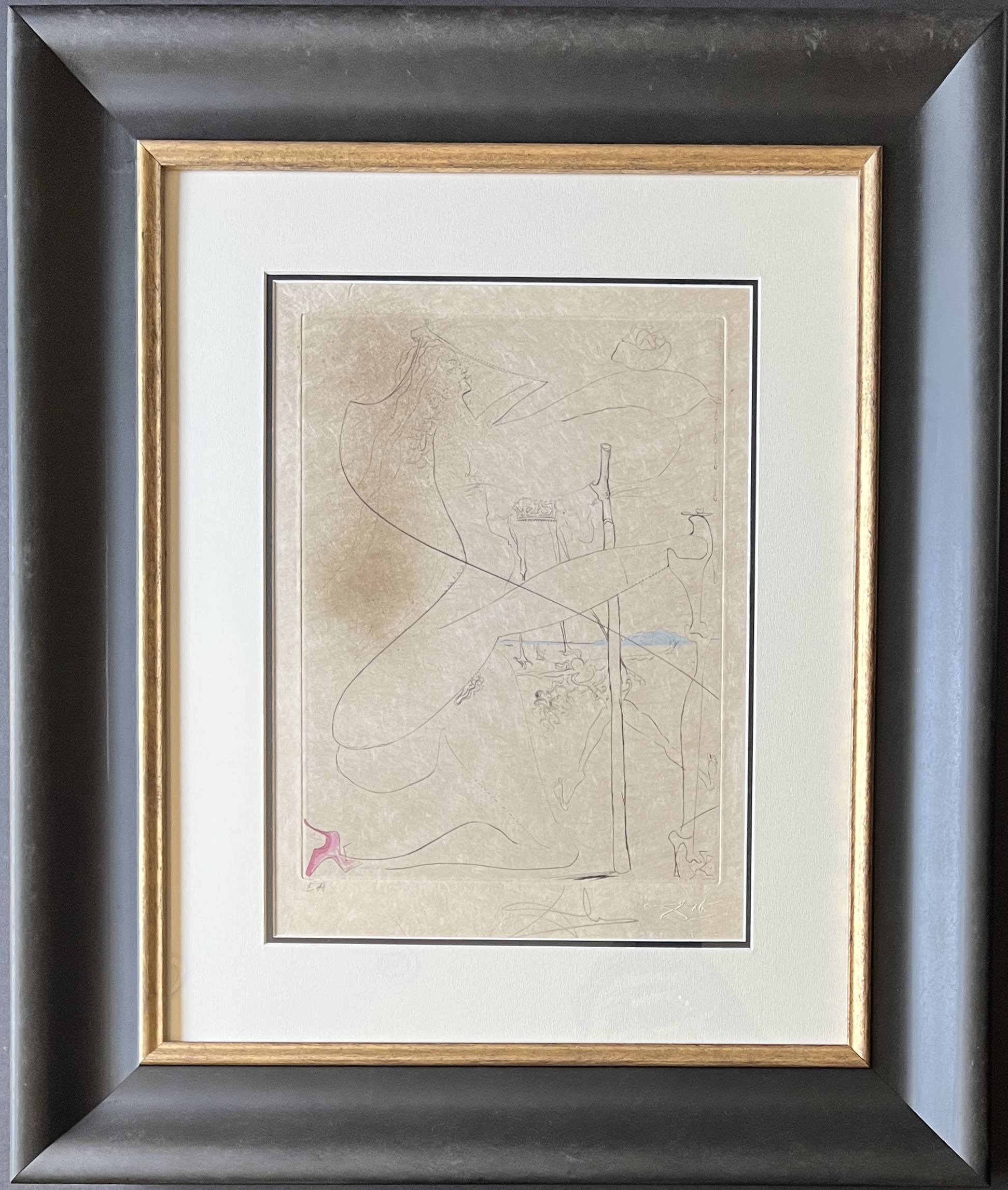 Salvador Dalí ( 1904 – 1989 ) – Femme à le béquille ( Woman with Crutch ) – hand watercolored drypoint etching – 1969 - Image 8