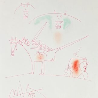 Wifredo Lam ( 1902 - 1982 ) - mixed media on paper - unique work - 1975