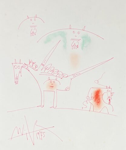 Wifredo Lam ( 1902 - 1982 ) - mixed media on paper - unique work - 1975