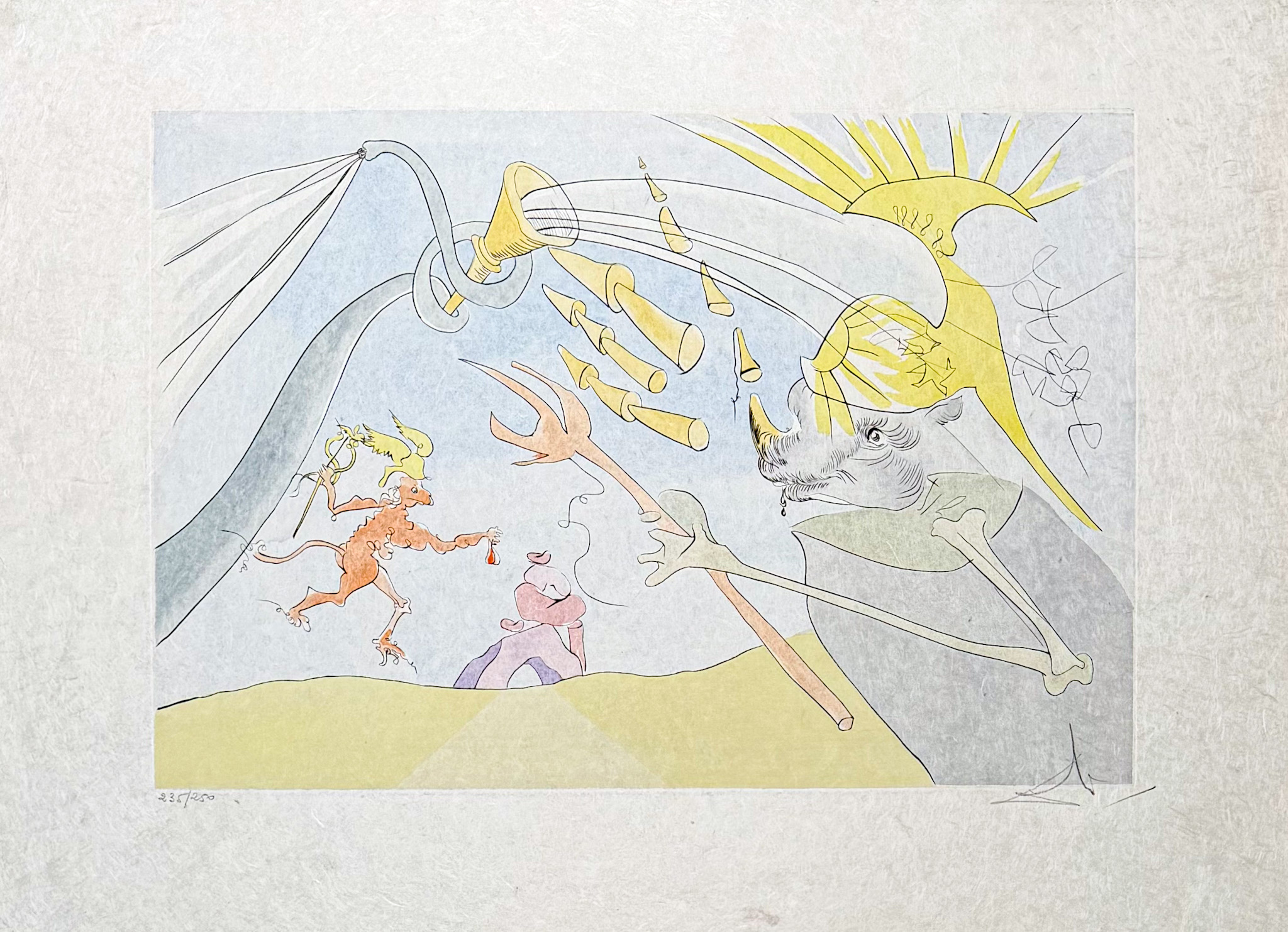 Salvador Dalì (1904-1989) - The Elephant and Jupiter's Monkey - Drypoint etching with stencil - 1974 - Image 2