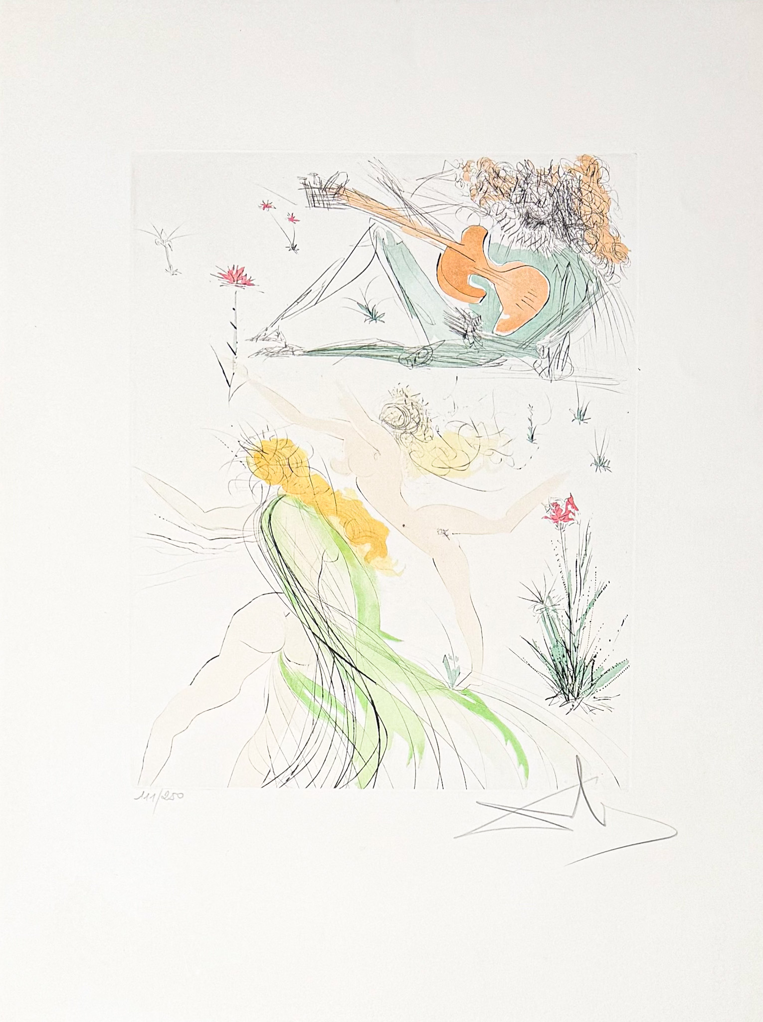 Salvador Dalí (1904–1989) - La Joie de vivre - Drypoint etching with stencil on Arches paper - 1975 - Image 3