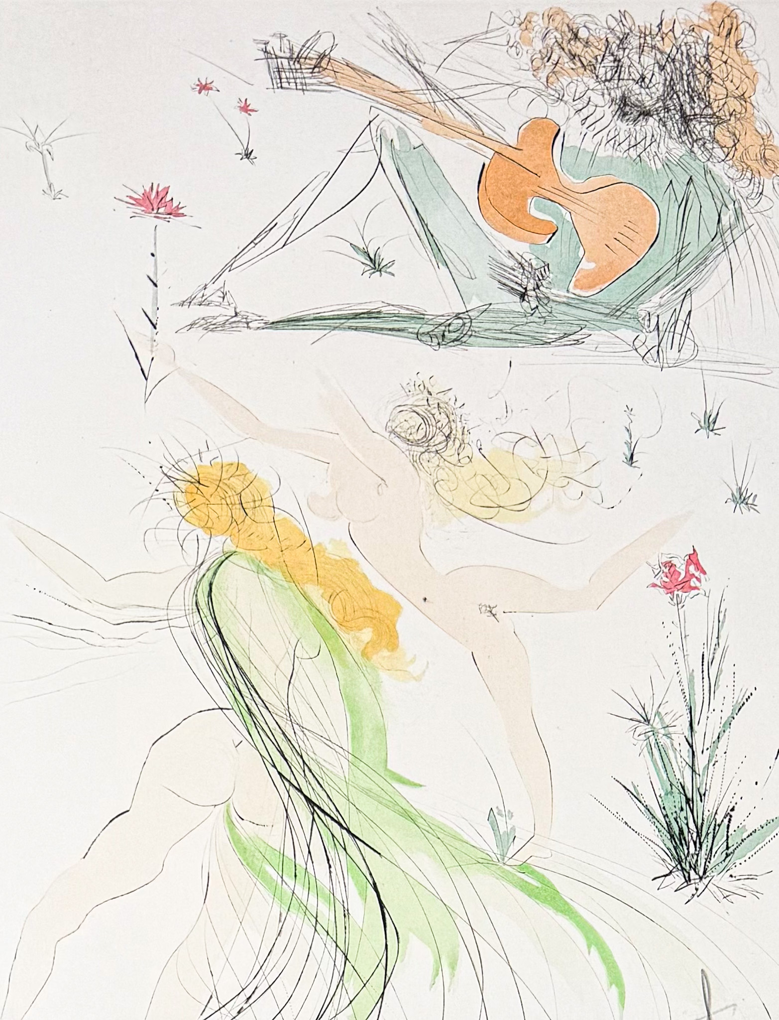 Salvador Dalí (1904–1989) - La Joie de vivre - Drypoint etching with stencil on Arches paper - 1975 - Image 4