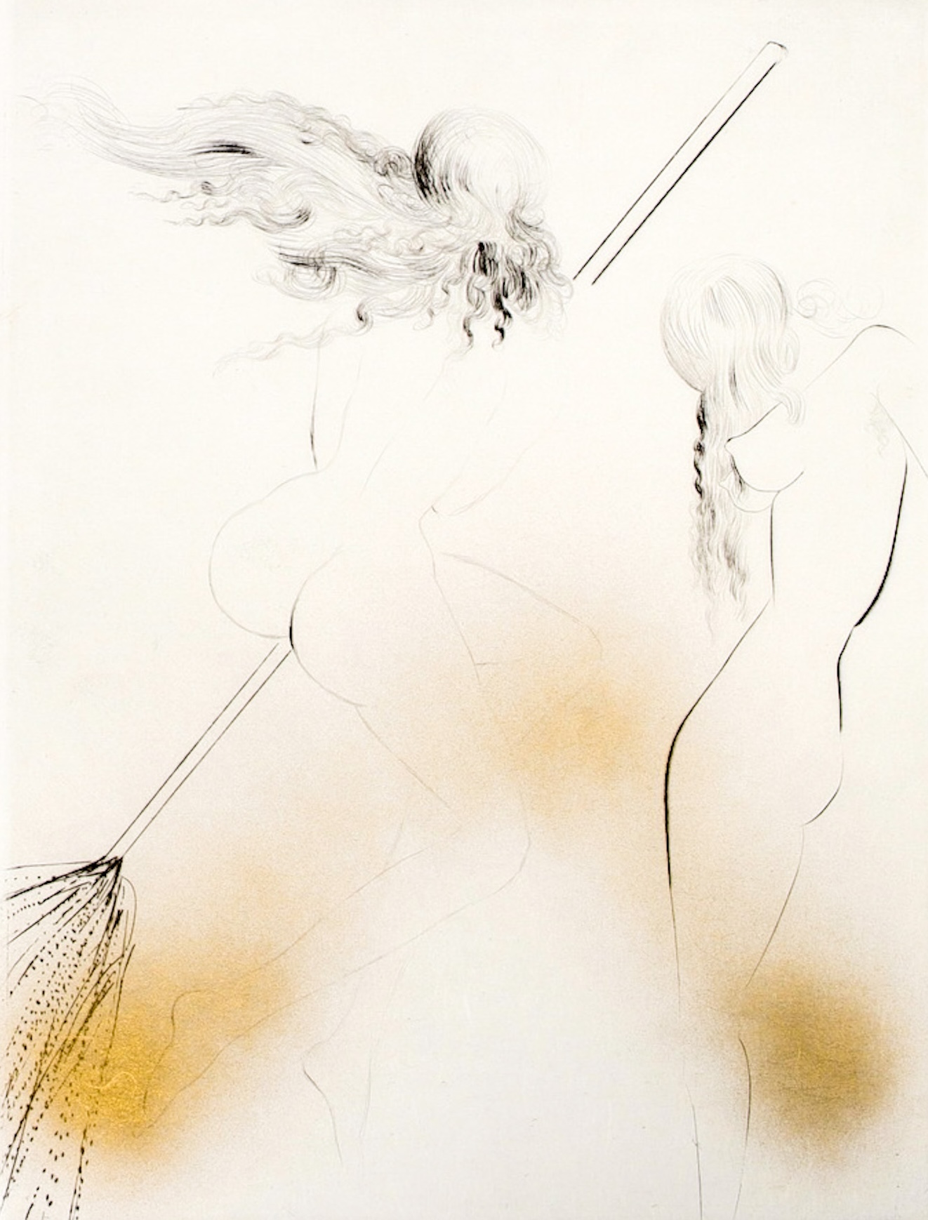 Salvador Dalí (1904–1989) - Sorcière au Balai - Hand-watercolored drypoint etching on Japanese paper - 1968 - Image 2