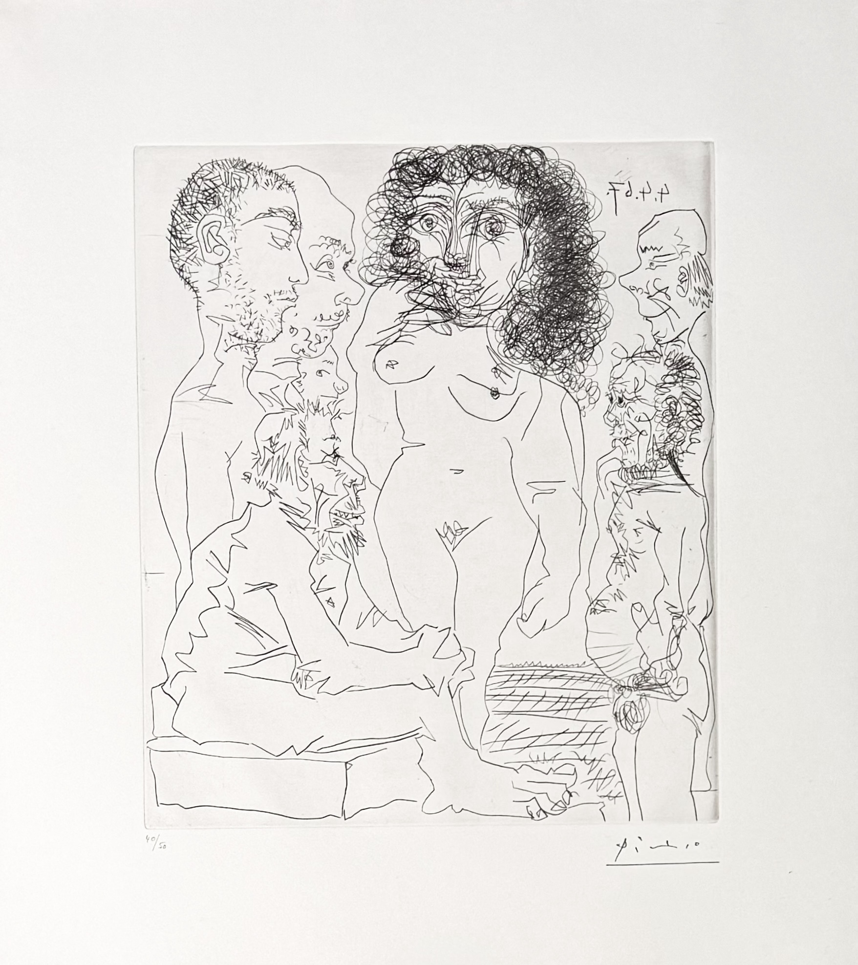 Pablo Picasso (1881–1973) - Réflexion du vieux peintre sur la femme - Drypoint etching on BFK Rives paper - 1967 - Image 2