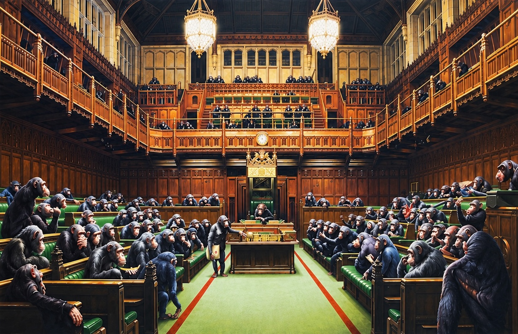 Banksy (1974) - Monkey Parliament - Offset lithograph in colours on paper - 2009 - Image 2